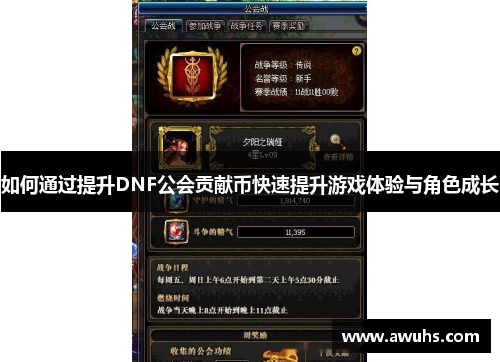 如何通过提升DNF公会贡献币快速提升游戏体验与角色成长